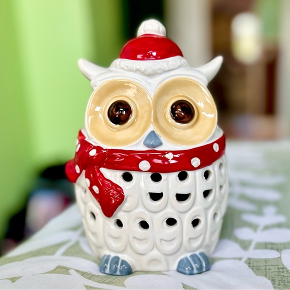 Christmas Festive Owl Nature Scented Cinnamon Caramel Latte Ceramic Accent - Picture 2 of 9